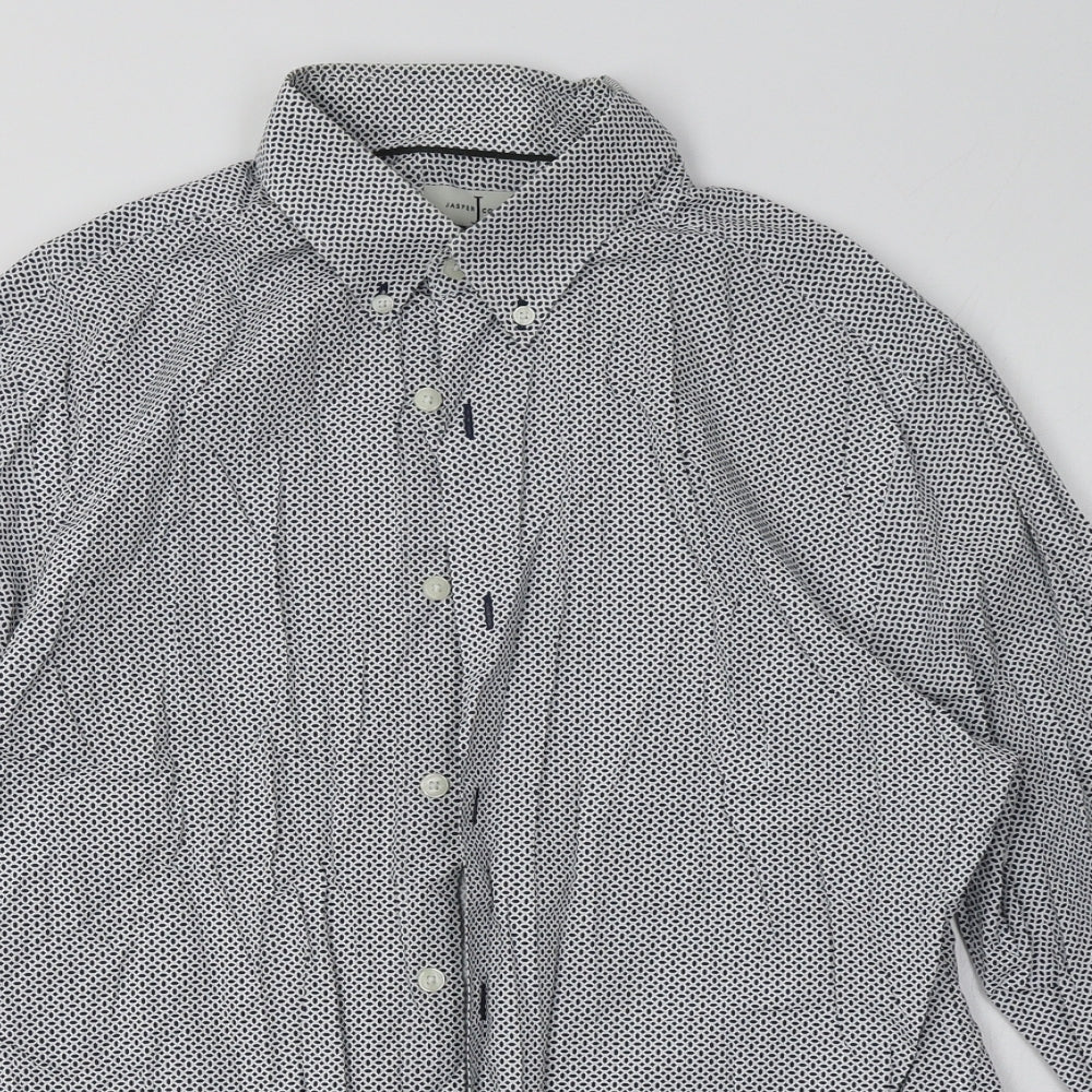 Debenhams Mens Blue Geometric Cotton  Button-Up Size M Collared Button