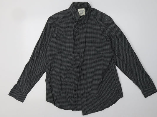 Old Navy Mens Black Check Cotton  Button-Up Size S Collared Button