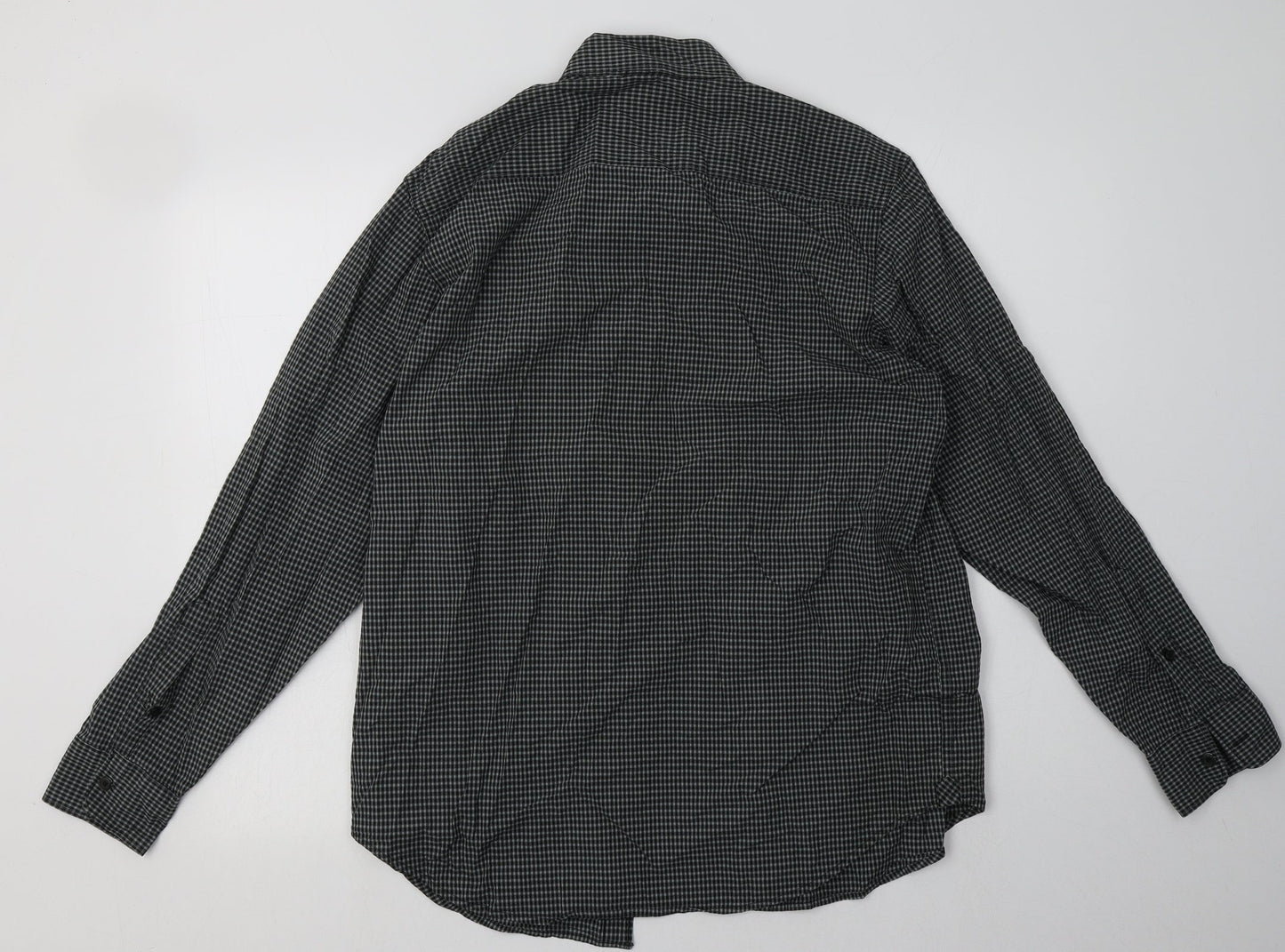 Old Navy Mens Black Check Cotton  Button-Up Size S Collared Button