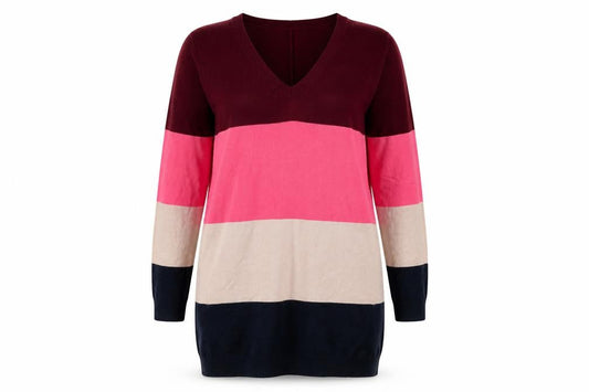 Marks & Spencer Womens Multicoloured Striped Acrylic Jumper Dress  Size 10  V-Neck Pullover