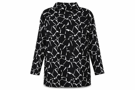 Capsule Womens Black Geometric Cotton A-Line Size 14 Halter Pullover