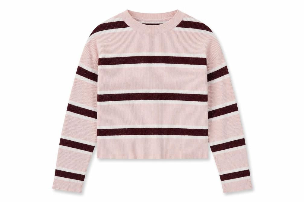New Look Girls Pink Striped Acrylic Pullover Sweatshirt Size 12-13 Years  Pullover
