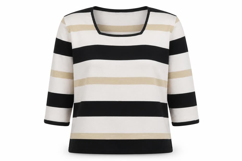 Alexara Womens White Striped Polyamide Pullover Sweatshirt Size L  Pullover