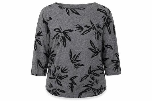 Viz a Viz Womens Grey Floral Polyester Pullover Sweatshirt Size 14  Pullover