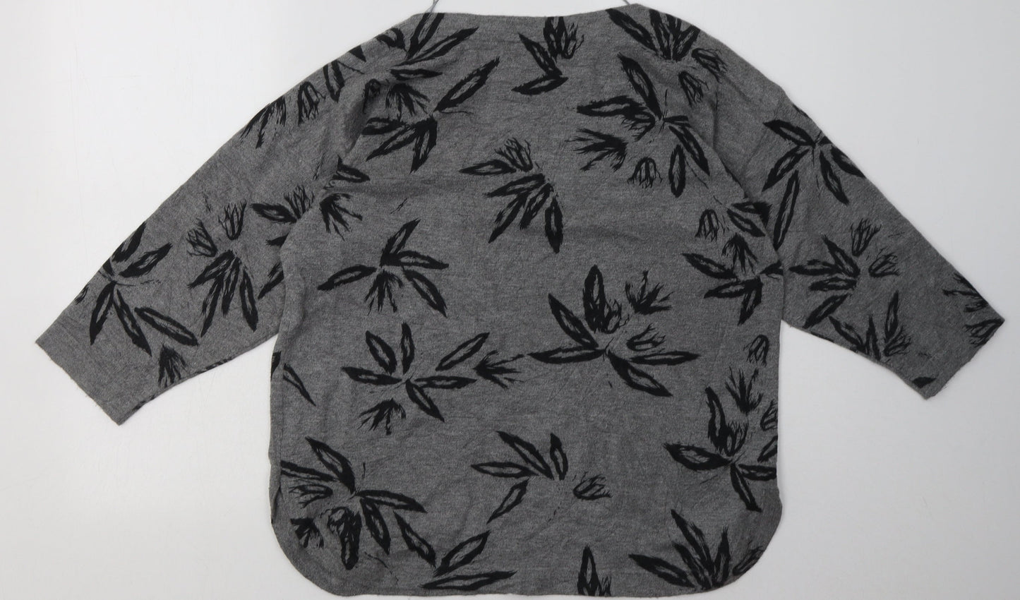 Viz a Viz Womens Grey Floral Polyester Pullover Sweatshirt Size 14  Pullover