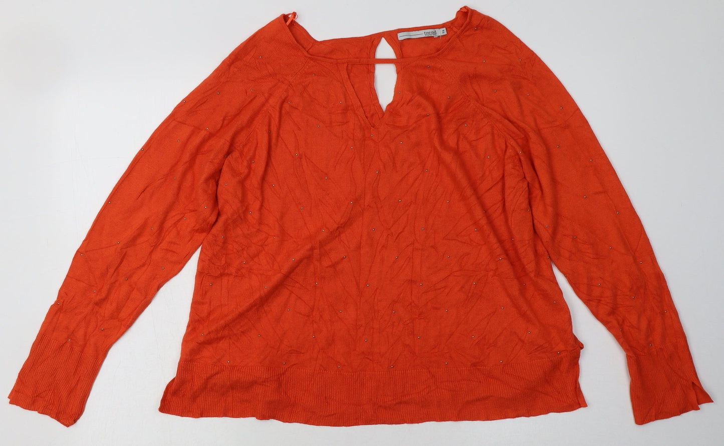 trend Womens Orange  Viscose Pullover Sweatshirt Size 14  Pullover