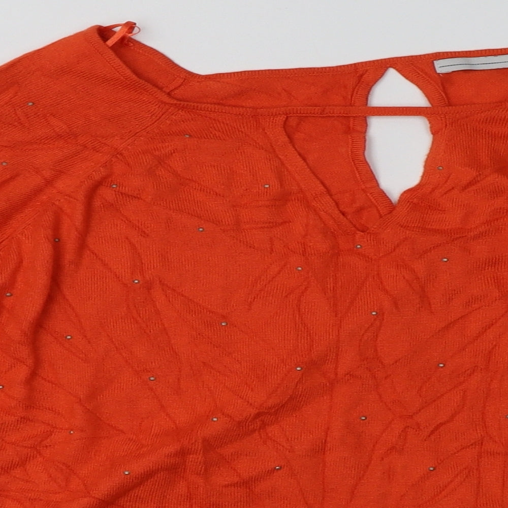 trend Womens Orange  Viscose Pullover Sweatshirt Size 14  Pullover