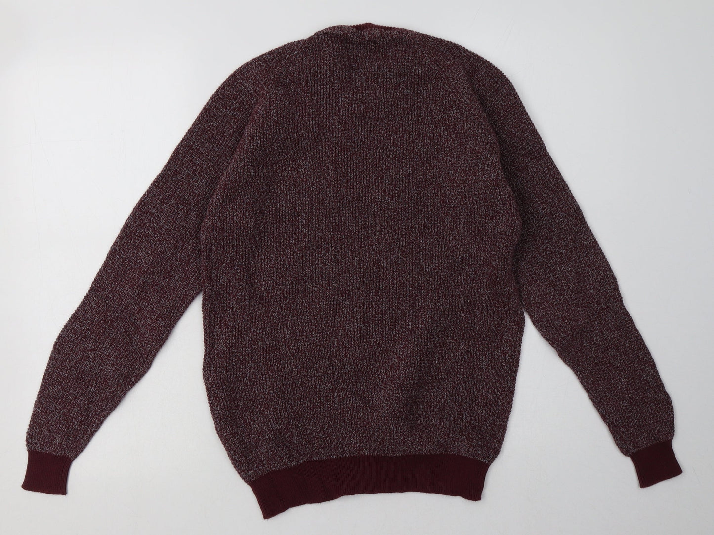 Fabric Mens Red  Cotton Pullover Sweatshirt Size S