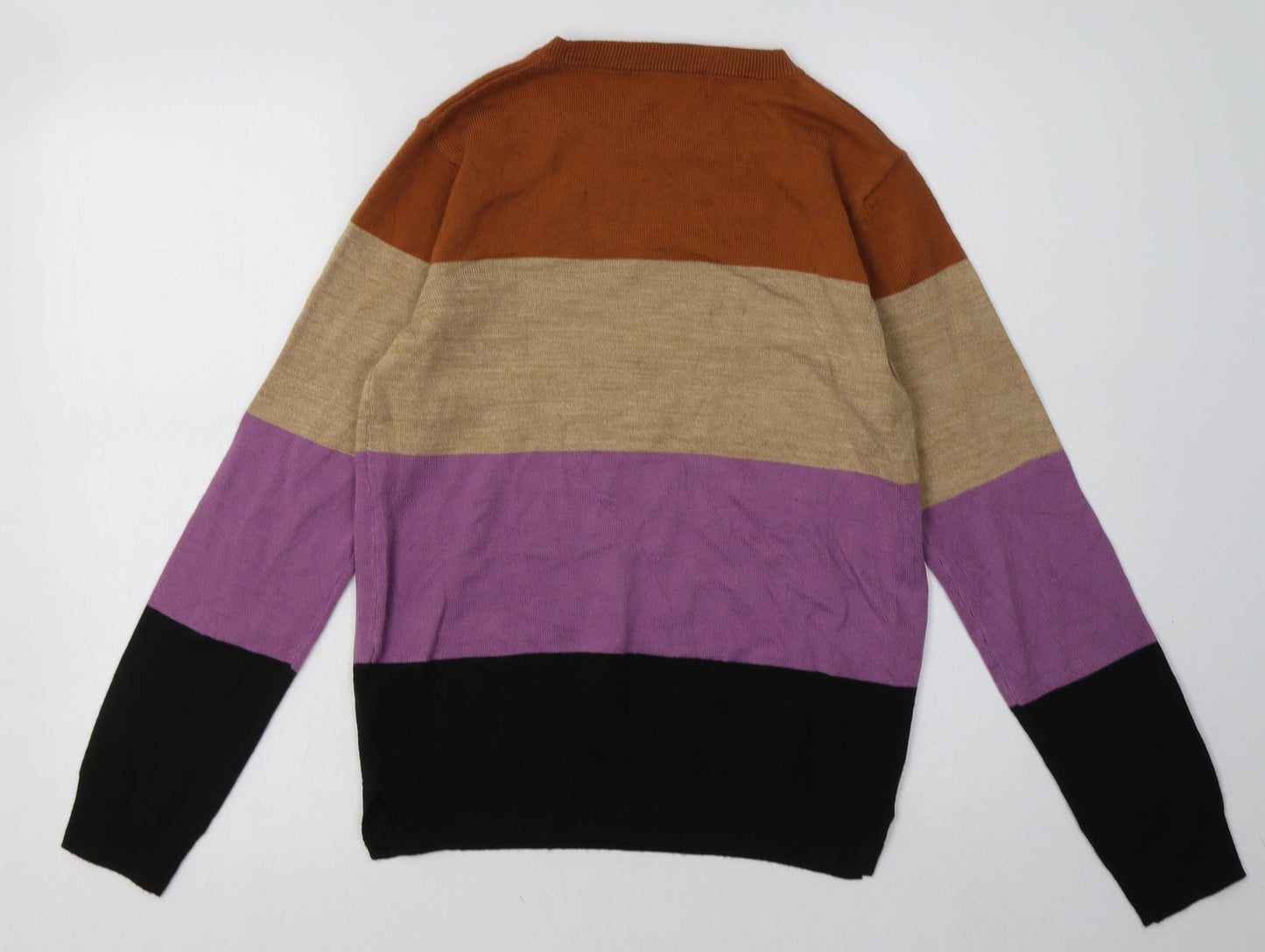 Marks and Spencer Womens Multicoloured Striped Acrylic Pullover Sweatshirt Size 8  Pullover