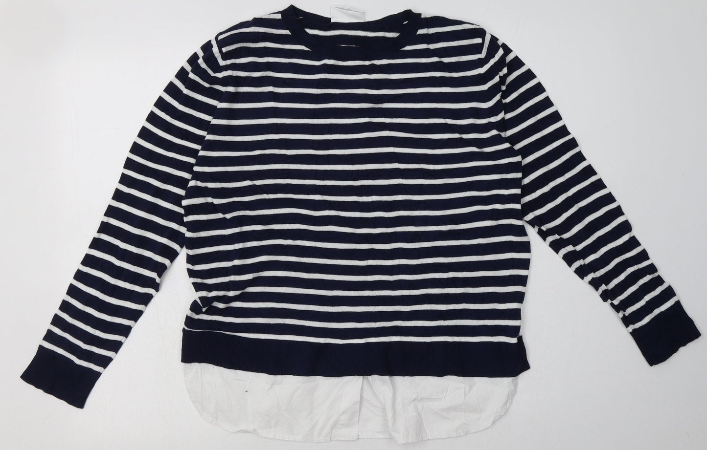 wallus Womens Blue Striped Viscose Pullover Sweatshirt Size M  Pullover