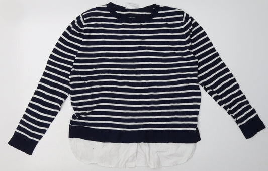 wallus Womens Blue Striped Viscose Pullover Sweatshirt Size M  Pullover