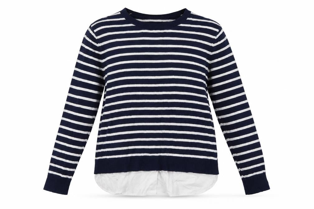 wallus Womens Blue Striped Viscose Pullover Sweatshirt Size M  Pullover