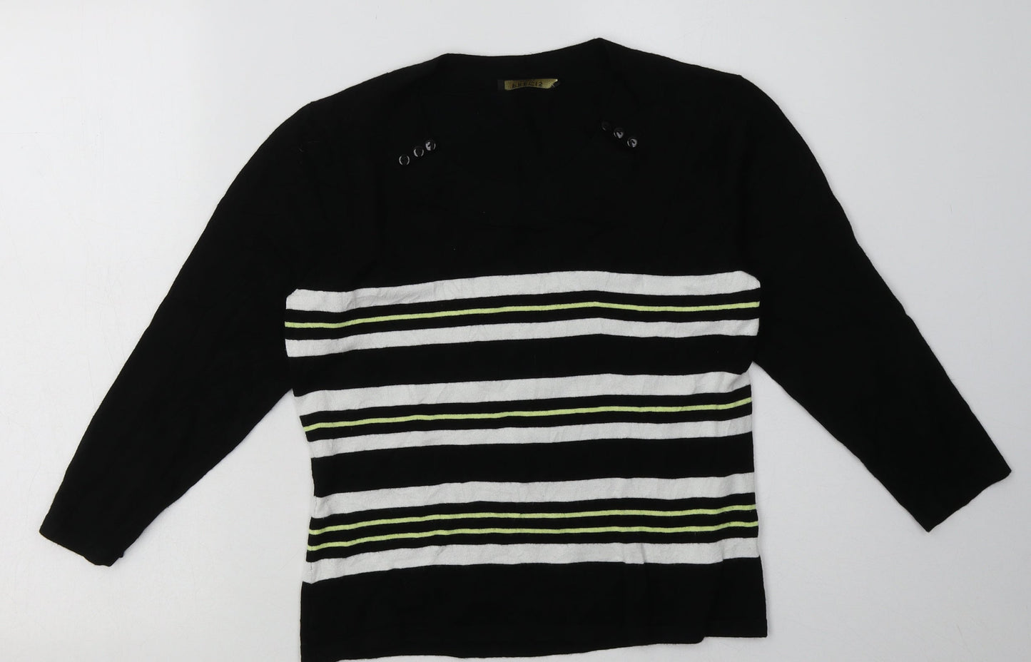 Precis Womens Black Striped Viscose Pullover Sweatshirt Size S  Pullover