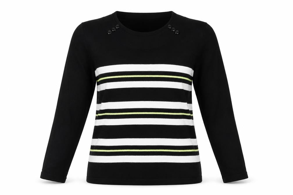 Precis Womens Black Striped Viscose Pullover Sweatshirt Size S  Pullover
