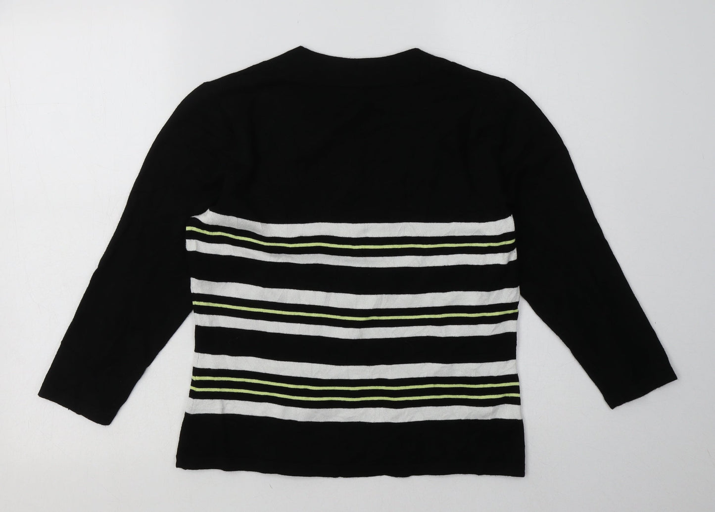 Precis Womens Black Striped Viscose Pullover Sweatshirt Size S  Pullover