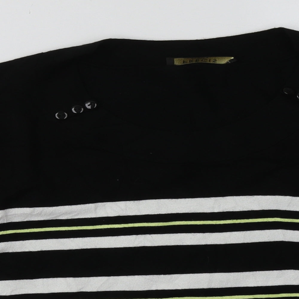 Precis Womens Black Striped Viscose Pullover Sweatshirt Size S  Pullover
