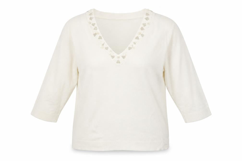 BHS Womens White Fair Isle Acrylic Pullover Sweatshirt Size 18  Pullover