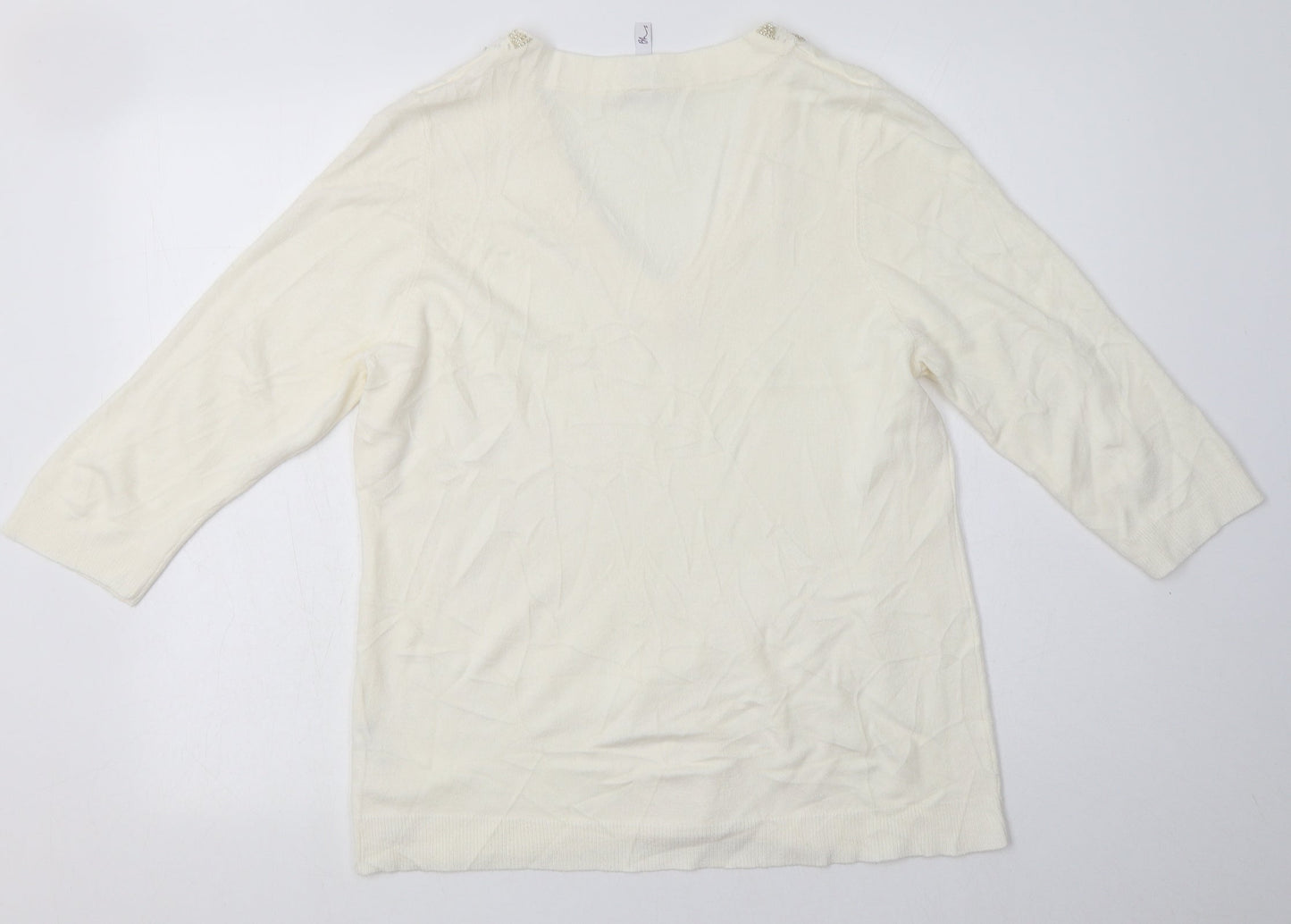 BHS Womens White Fair Isle Acrylic Pullover Sweatshirt Size 18  Pullover