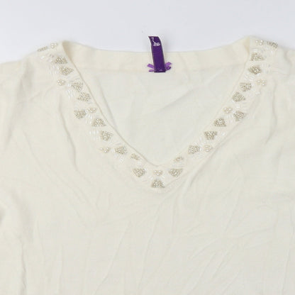 BHS Womens White Fair Isle Acrylic Pullover Sweatshirt Size 18  Pullover