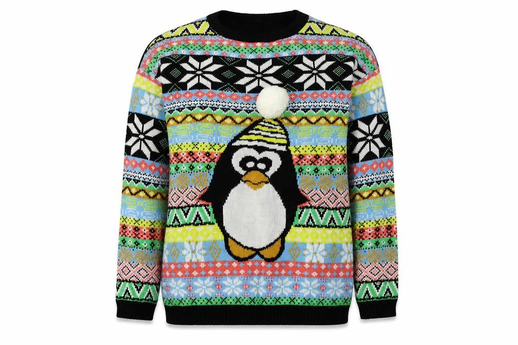 Preworn Womens Multicoloured Geometric Acrylic Pullover Sweatshirt Size L  Pullover - Penguin