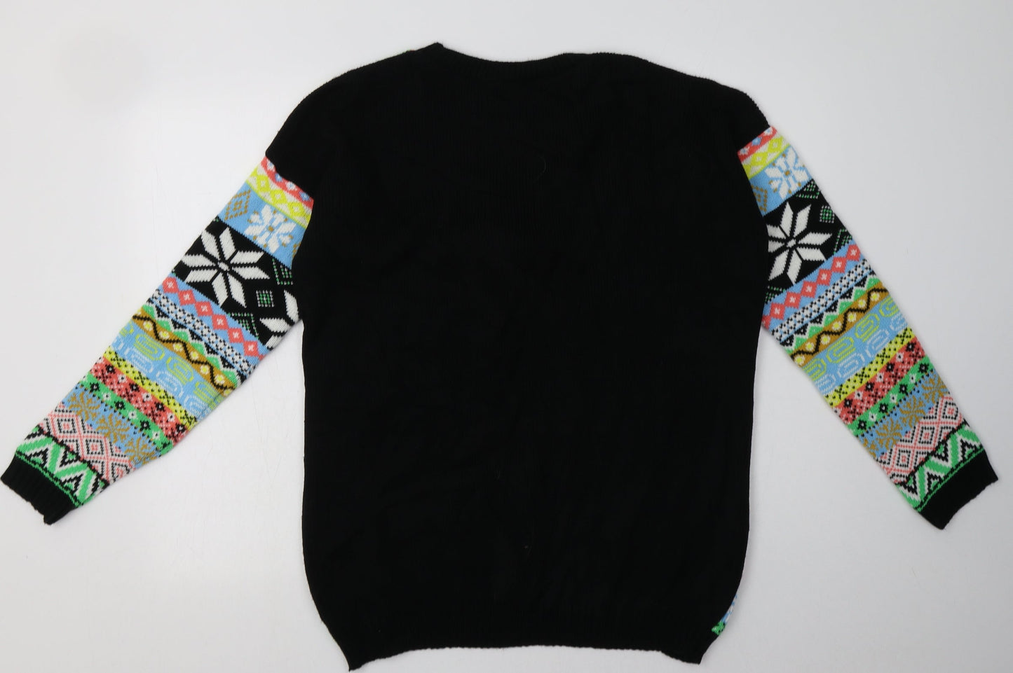 Preworn Womens Multicoloured Geometric Acrylic Pullover Sweatshirt Size L  Pullover - Penguin