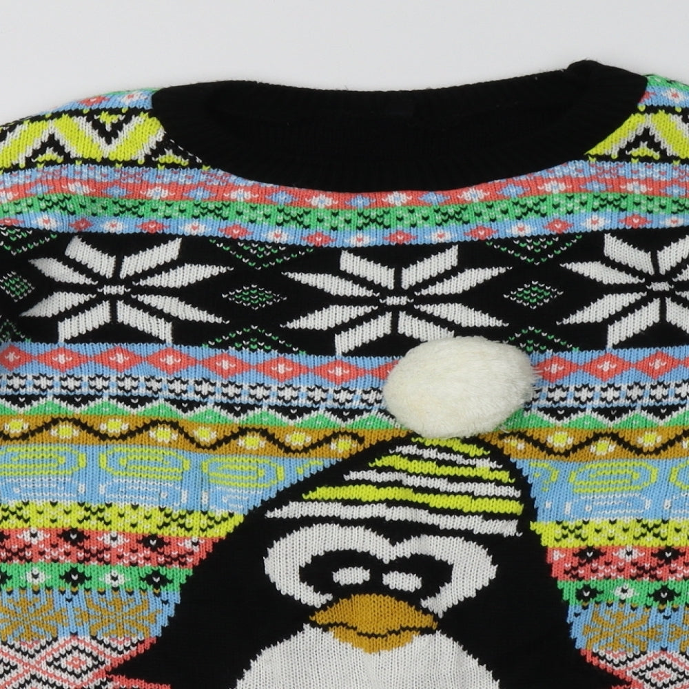 Preworn Womens Multicoloured Geometric Acrylic Pullover Sweatshirt Size L  Pullover - Penguin