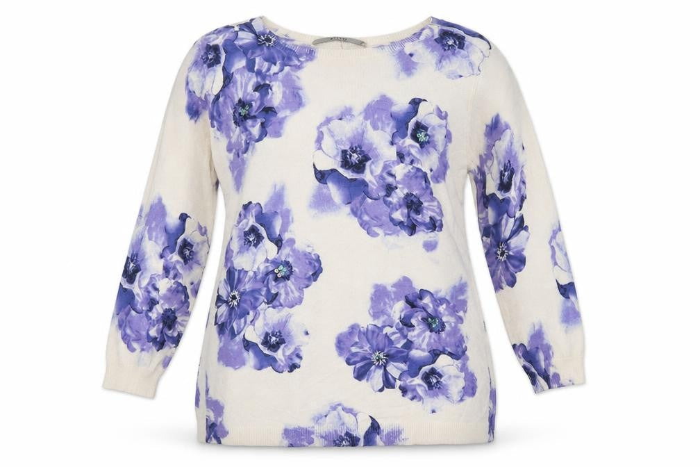 Oasis Womens Purple Floral Cotton Pullover Sweatshirt Size S  Pullover