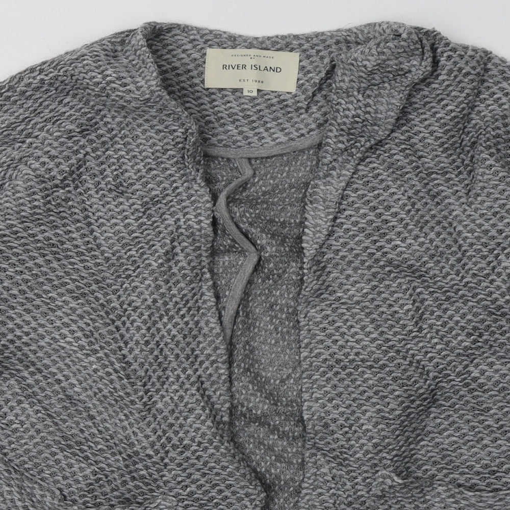 River Island Womens Grey V-Neck  Acrylic Cardigan Jumper Size 10