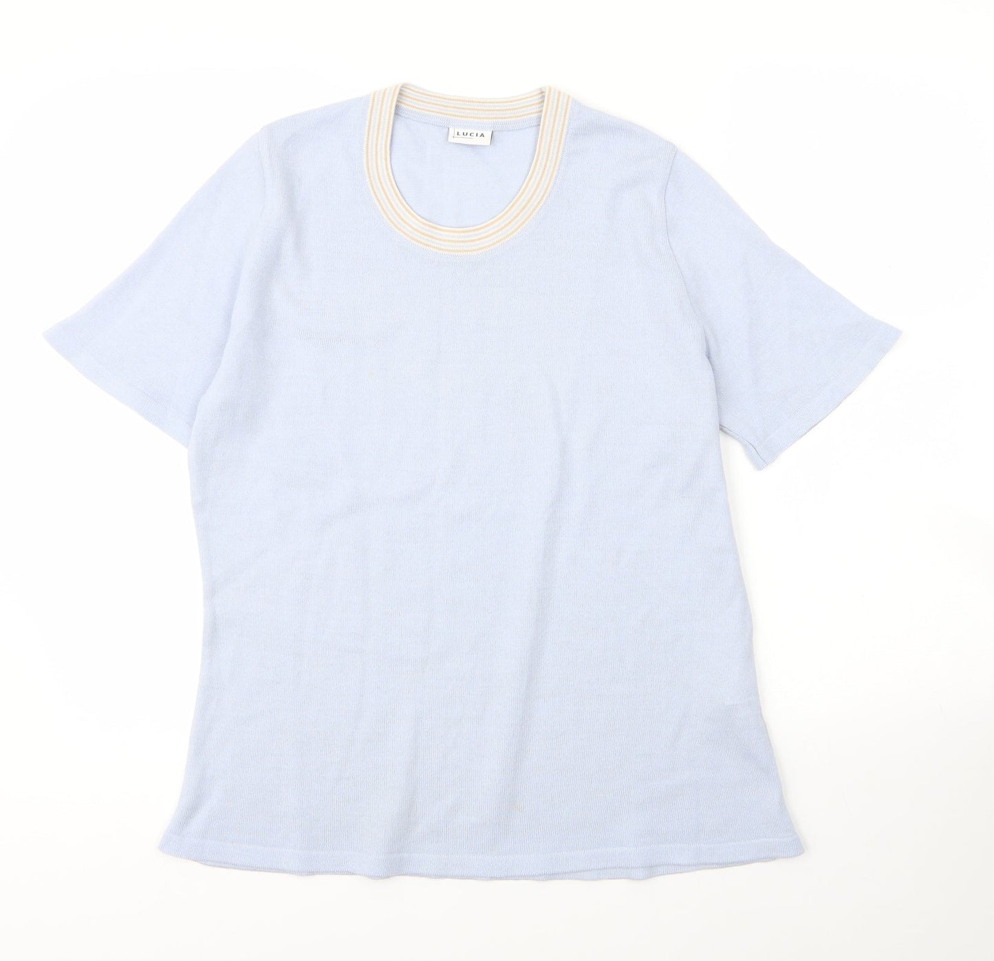 LUCIA Womens Blue  Acrylic Basic Blouse Size 18 Scoop Neck