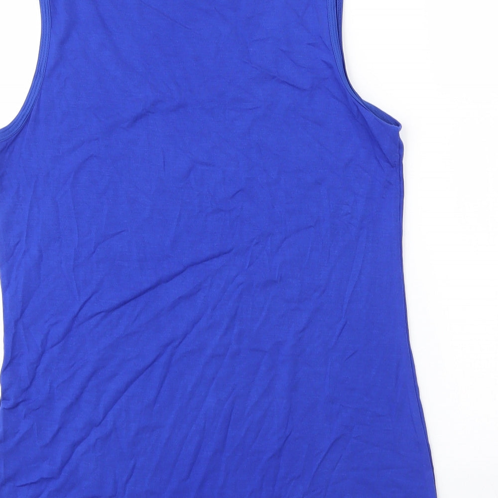 Oasis Womens Blue  Viscose Basic Blouse Size M Round Neck