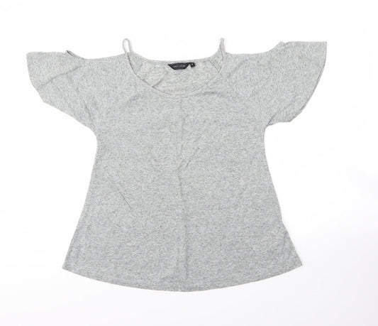 New Look Womens Grey  Polyester Basic Blouse Size 8 Round Neck