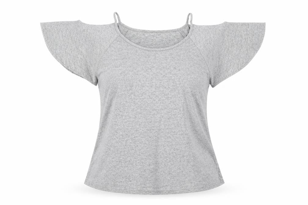 New Look Womens Grey  Polyester Basic Blouse Size 8 Round Neck