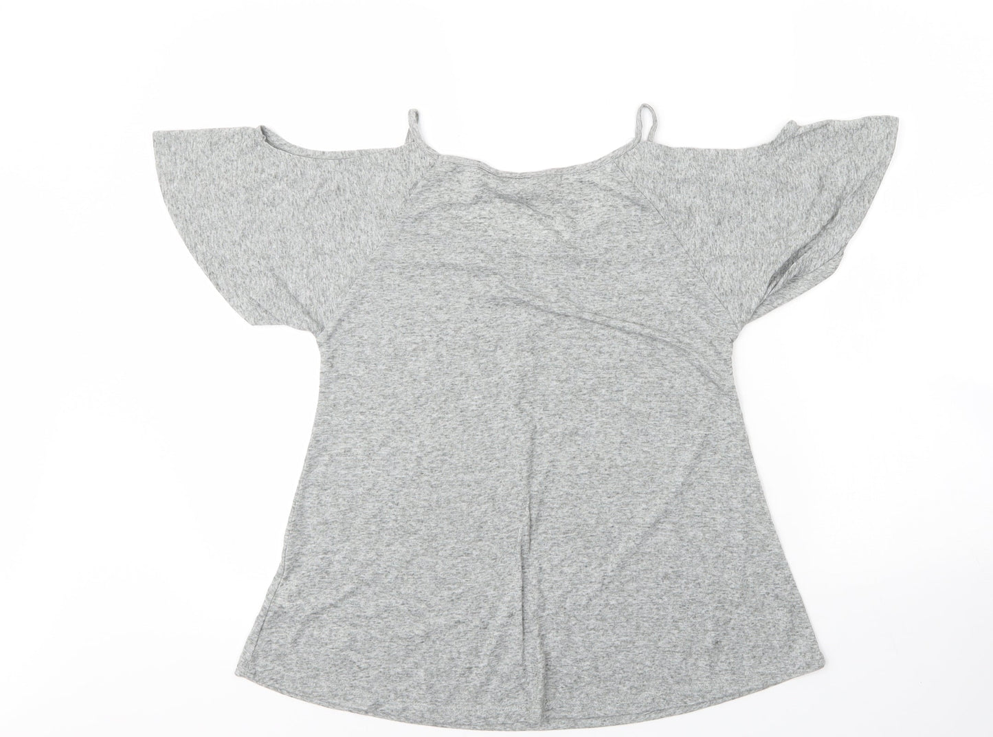 New Look Womens Grey  Polyester Basic Blouse Size 8 Round Neck