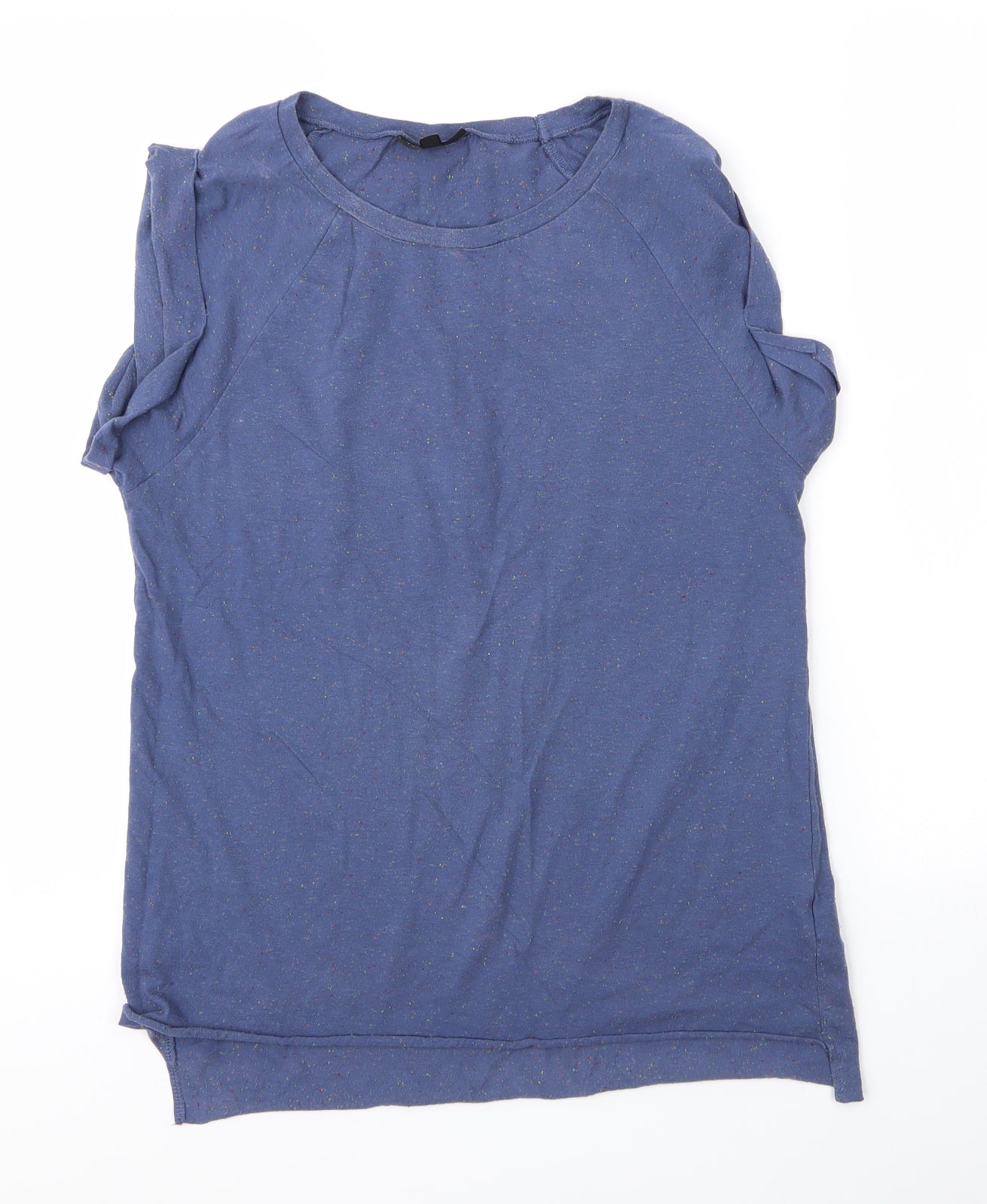 Topshop Womens Blue  Acrylic Basic T-Shirt Size 8 Round Neck