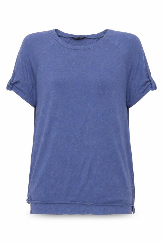 Topshop Womens Blue  Acrylic Basic T-Shirt Size 8 Round Neck