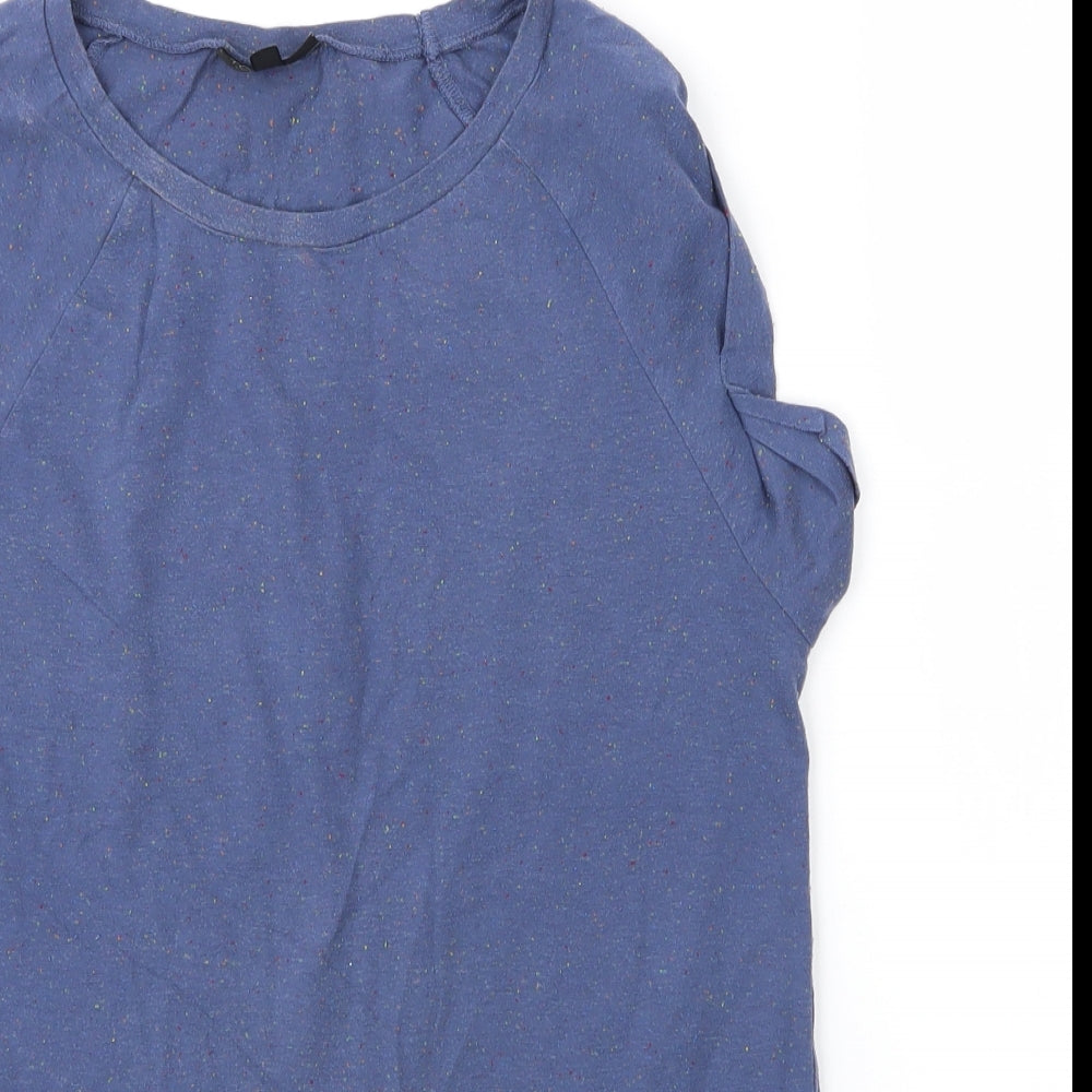 Topshop Womens Blue  Acrylic Basic T-Shirt Size 8 Round Neck