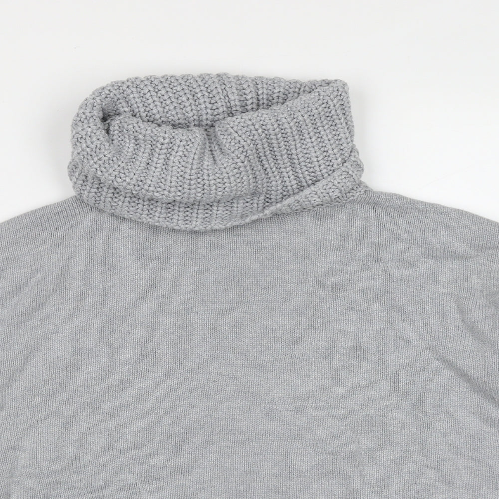 Marks and Spencer Womens Grey Roll Neck  Cotton Pullover Jumper Size 12