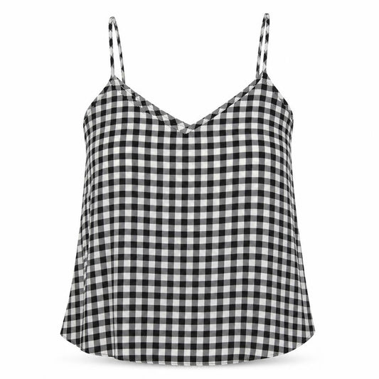 Primark Womens Black Check Polyester Camisole Blouse Size 6 V-Neck