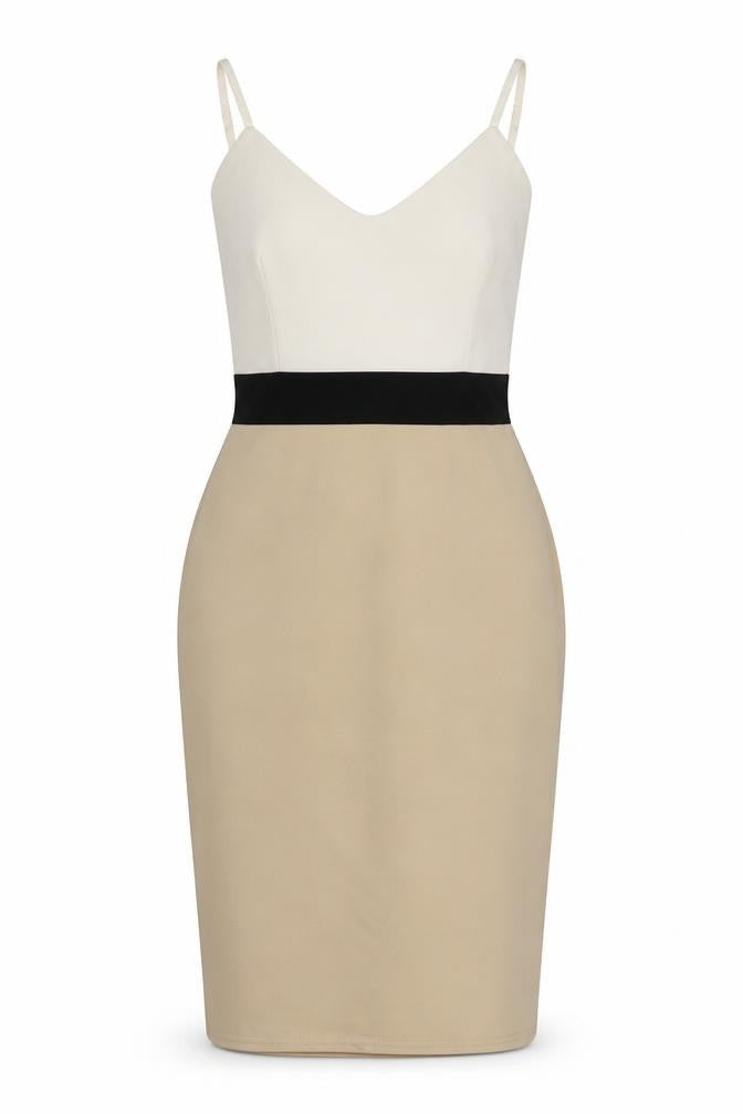 Signature Womens Beige  Polyester Pencil Dress  Size 12  V-Neck