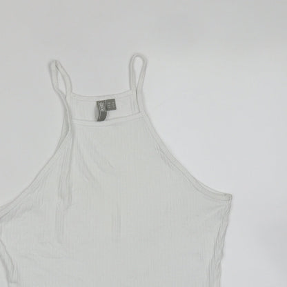 ASOS Womens White Striped Viscose Basic T-Shirt Size 8 Round Neck