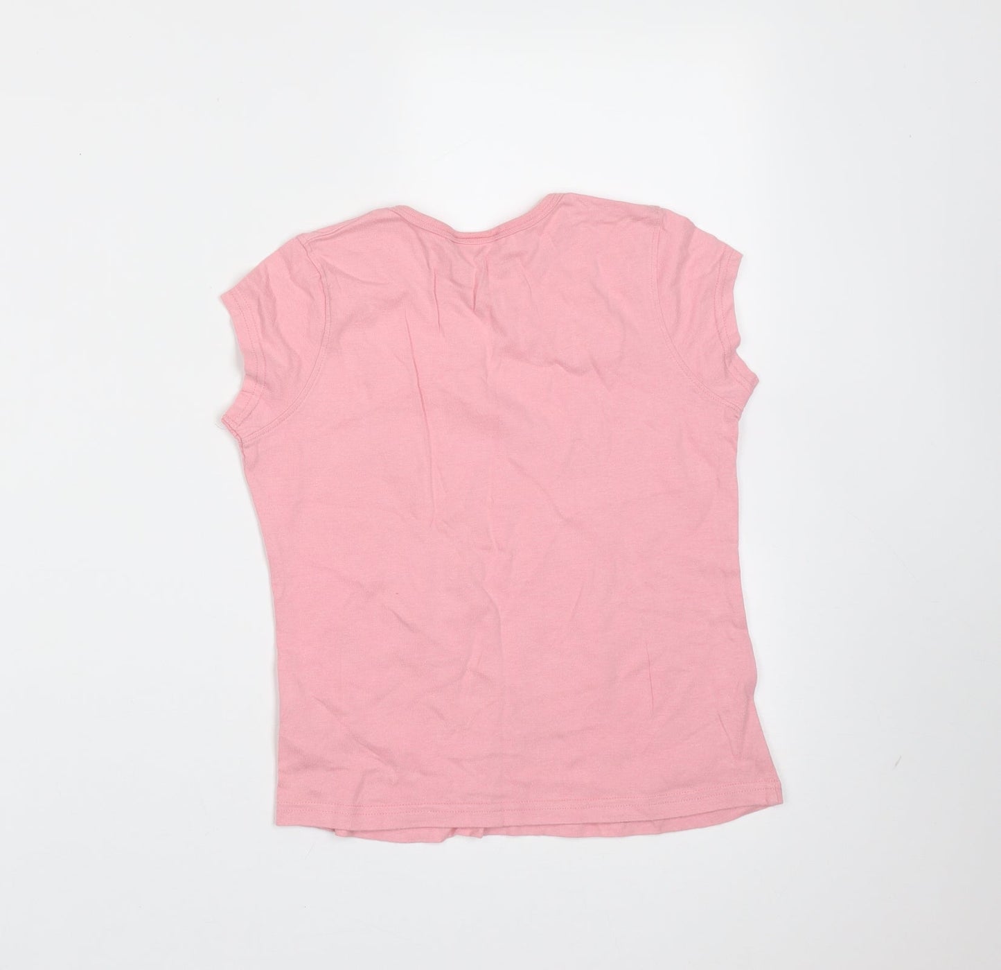 NEXT Girls Pink  Cotton Basic T-Shirt Size 9 Years Round Neck  - monkey