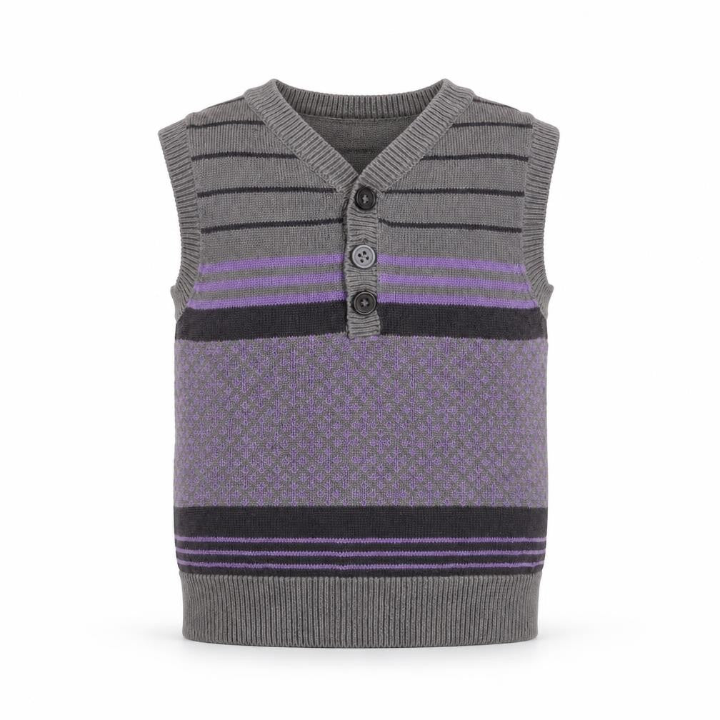 F&F Boys Grey Striped Cotton Pullover Jumper Size 3-6 Months