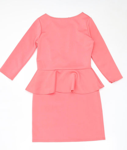 Boohoo Womens Pink  Polyester Shift  Size 10  Round Neck