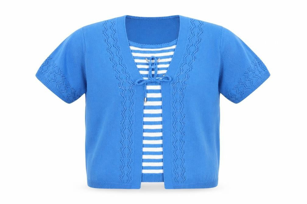 Florida Collection Womens Blue Round Neck  Acrylic Cardigan Jumper Size M
