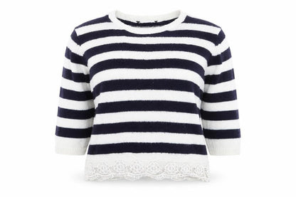 Dorothy Perkins Womens Blue Round Neck Striped Acrylic Pullover Jumper Size 12