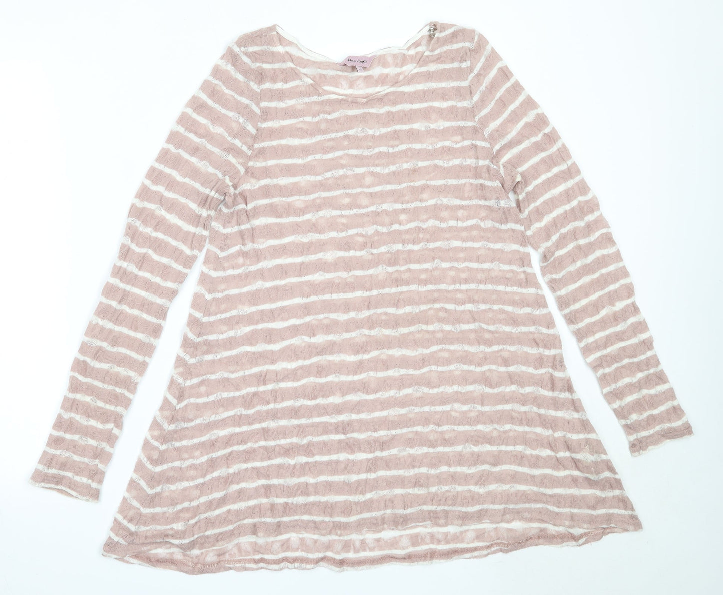 Phase Eight Womens Pink Round Neck Striped Polyester Pullover Jumper Size 12