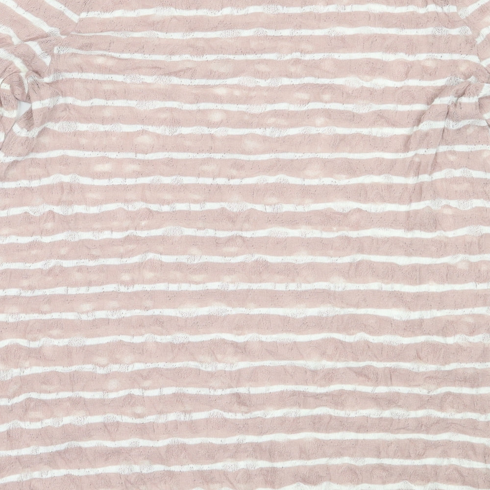Phase Eight Womens Pink Round Neck Striped Polyester Pullover Jumper Size 12