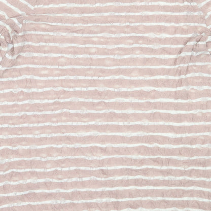 Preloved Phase Eight Womens Pink Round Neck Striped Polyester Pullover Jumper Size 12 - Label