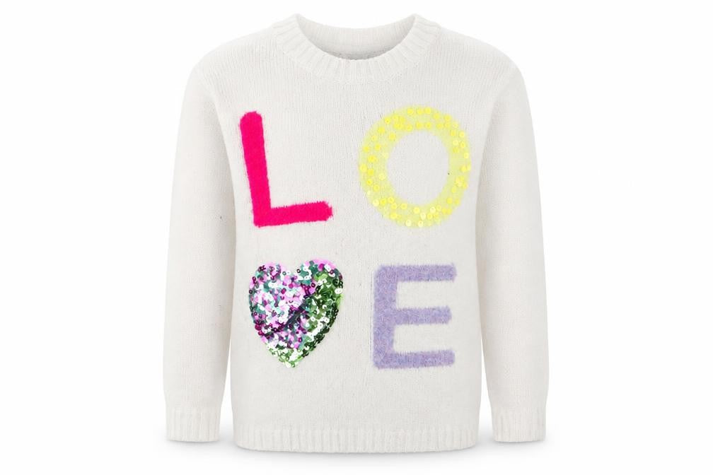 M&Co Girls White Round Neck  Polyester Pullover Jumper Size 7-8 Years