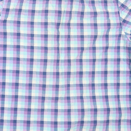 Preloved F&F Mens Blue Check Cotton  Button-Up Size M Collared - Label